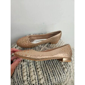 Badgley Mischka Gold Embellished Flats